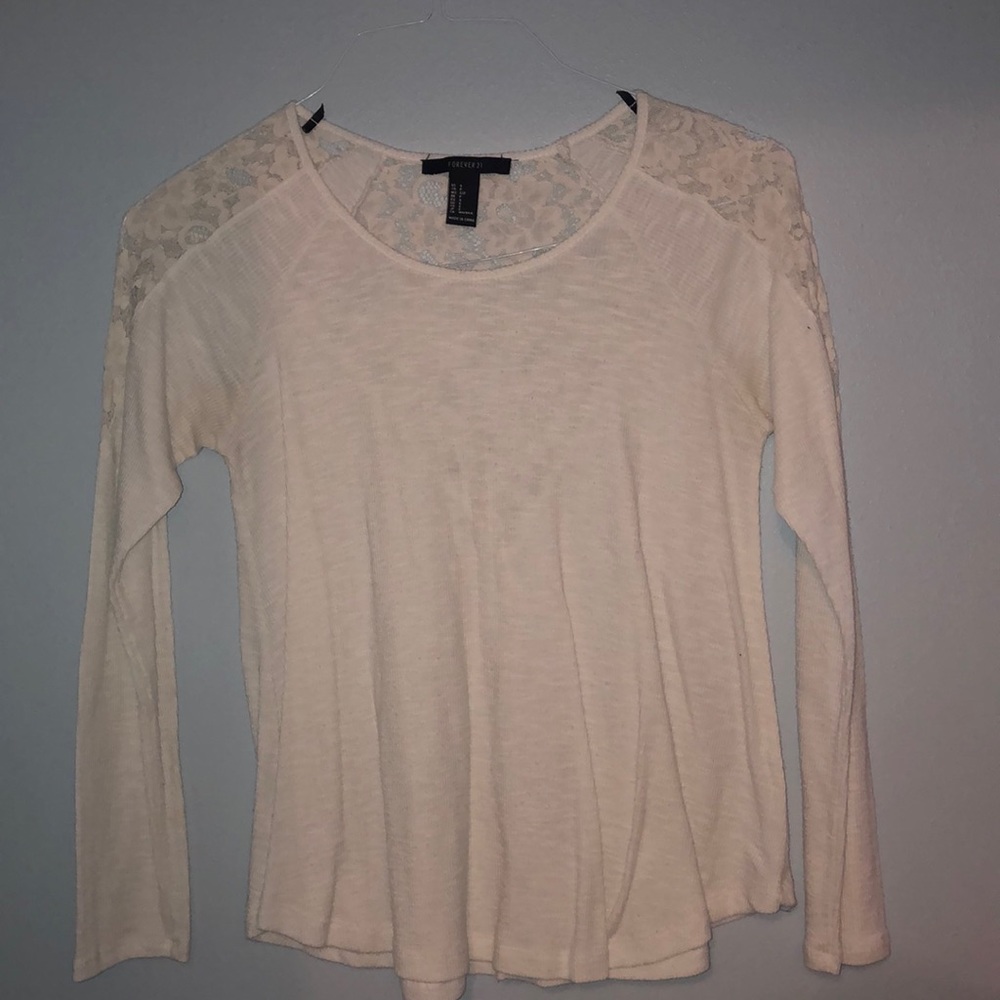 White long sleeve shirt with lace detailing